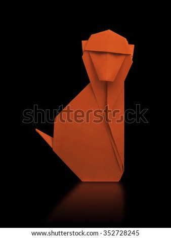 Origami geometri? paper monkey family on a black background