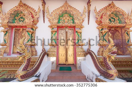 Gateway into the Buddhist church,Wat in Thailand