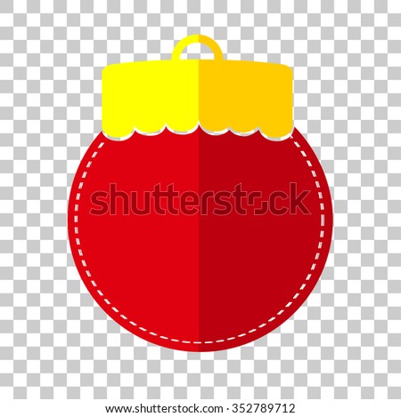 Flat Icon - Red Christmas ball at transparent effect background,
