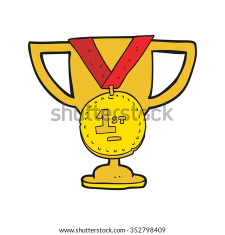 freehand drawn cartoon sports trophy