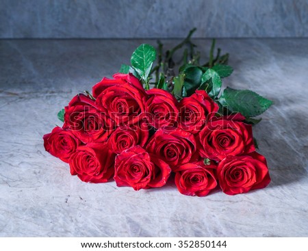 Dozen Red Roses / Proposal/ Selective focus