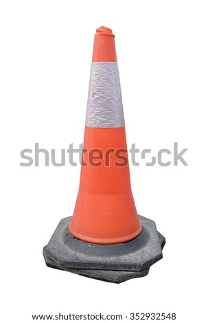 Rail traffic cone through the use of a white background.