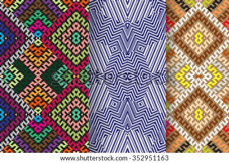 Set of 3 Abstract patterns. Color seamless vector backgrounds.