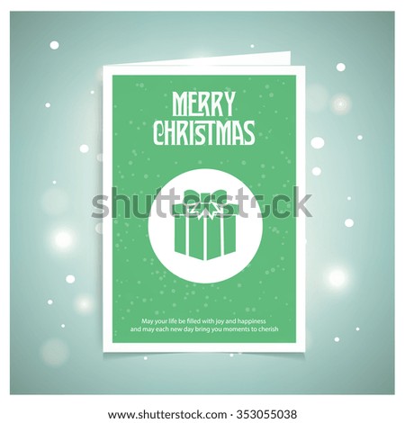 Christmas card and gift box decoration background. Green brochure, poster templates in Christmas style. Beautiful design and layout. on abstract glowing snow background