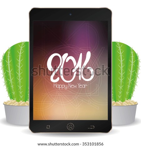 Isolated cellphone with a screensaver with text for new year celebrations