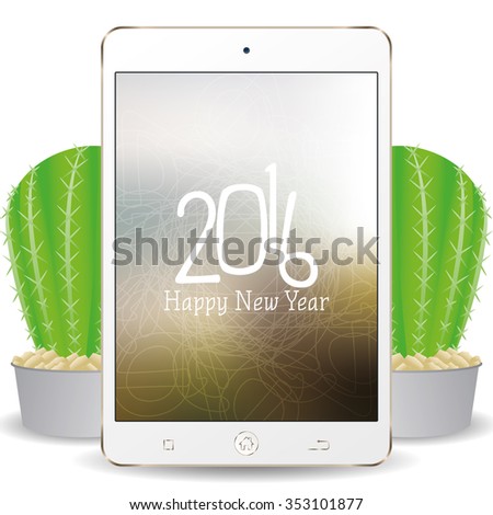 Isolated cellphone with a screensaver with text for new year celebrations