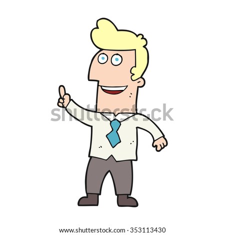 freehand drawn cartoon businessman pointing