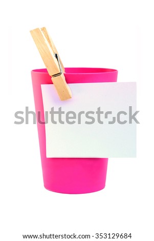 white paper note clipping on pink cup