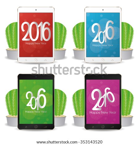 Set of cellphones with new year screensavers