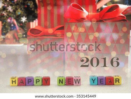 Happy New Year text  blur style for background