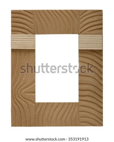 Empty frame with sandy covering for the picture  isolated on white background