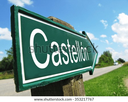 Castellon signpost along a rural road
