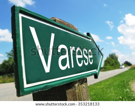 Varese signpost along a rural road