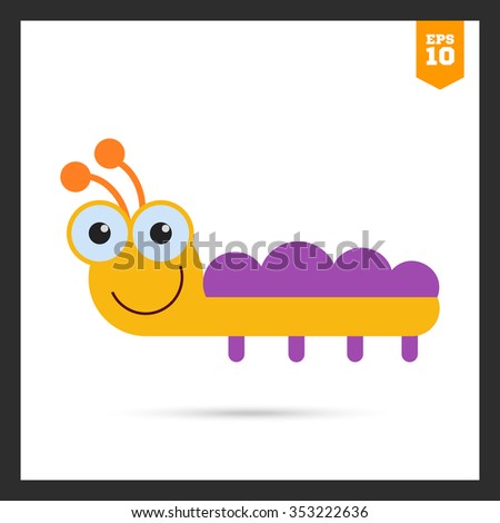 Vector icon of cute smiling cartoon caterpillar