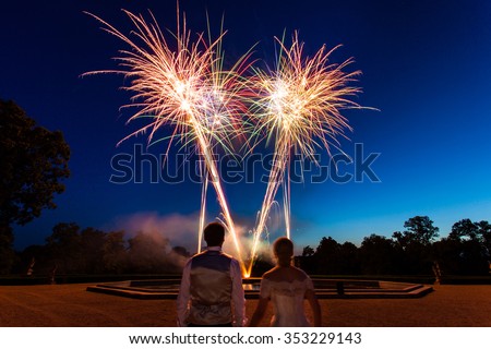 Fireworks at wedding night.