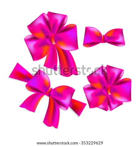 Set of pink bows. Vector