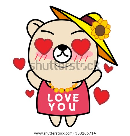 Cartoon Cute Bear  in love illustration