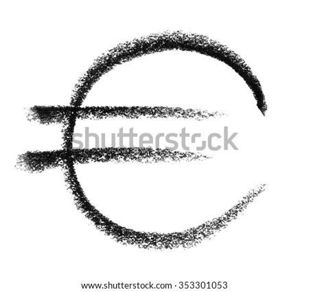 crayon painted euro symbol in white back
