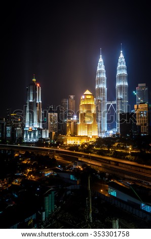 Hustle bustle of Kuala Lumpur city during night. 