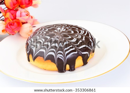 Cake with White and Dark Chocolate. Studio Photo