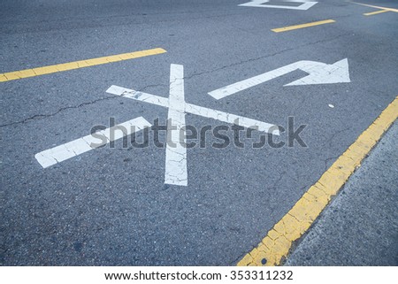 Traffic warning, Not Turn Right symbol on Asphalt Road (added more vignetting)