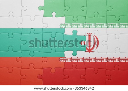 puzzle with the national flag of bulgaria and iran . concept