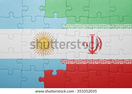 puzzle with the national flag of argentina and iran . concept