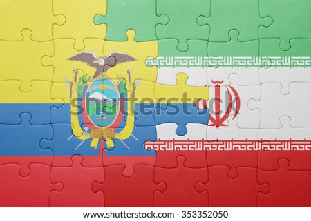 puzzle with the national flag of ecuador and iran . concept