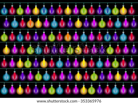 Beautiful colorful lamps on black background,lights