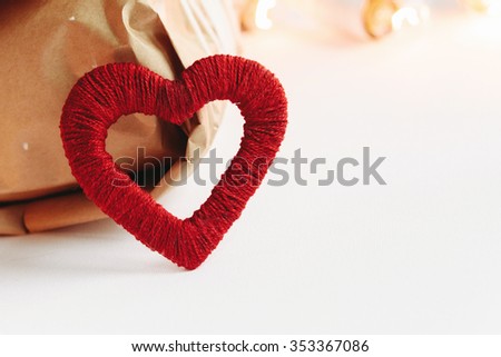 Stylish craft presents for special occasions, happy valentine's day, holiday greeting card concept