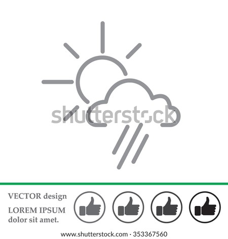 weather icon. sun behind the cloud with rain
