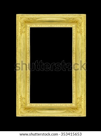 Antique gold frame on the black background