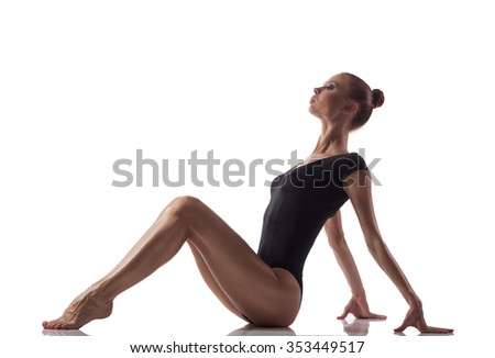 Gymnastics woman doing exercise  over white isolated background