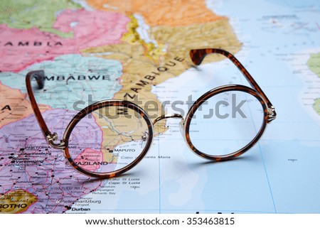 Glasses on a map - Maputo
