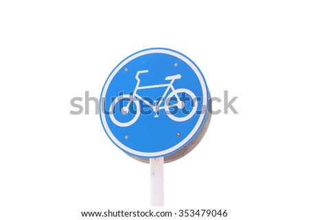 blue round bike sign on white background