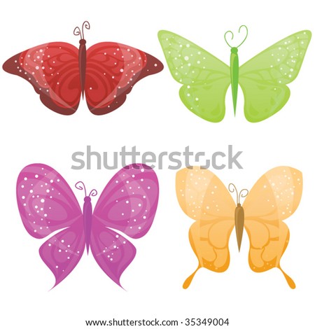 Set of vector butterflies