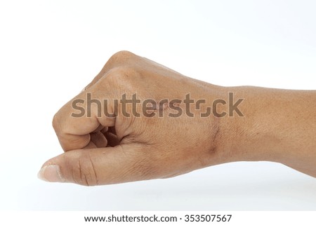 Hand with scar isolated on white. This has clipping path.