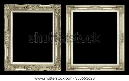 collection 2 antique frame isolated on black background, clipping path.