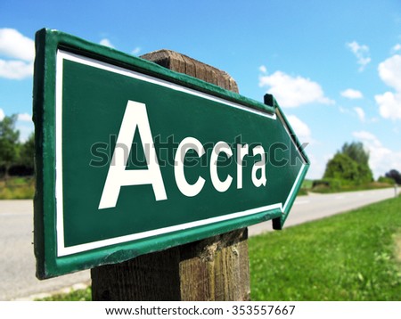 Accra signpost along a rural road