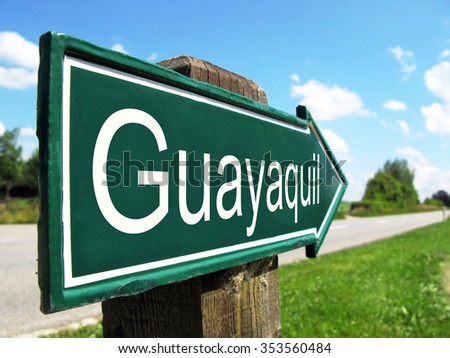 Guayaquil signpost along a rural road