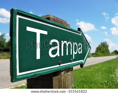 Tampa signpost along a rural road