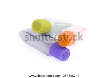 Color tubes with a paint isolated on white background