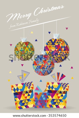 Christmas and new year card. Vector template.