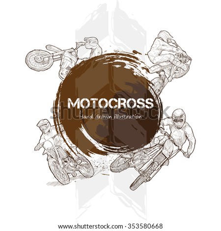Illustration of Motocross. hand drawn