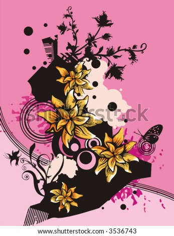 Floral grunge vector background.