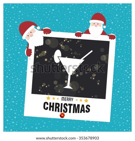 
Merry Christmas card with the the sparkling Cocktail glass