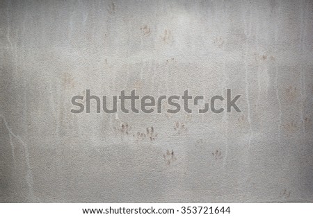 Dirty footprint on cement texture background.