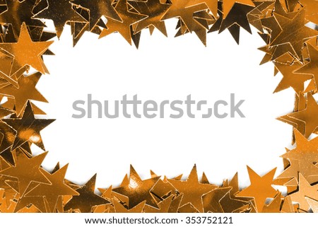 Blank white frame made of golden stars as a background