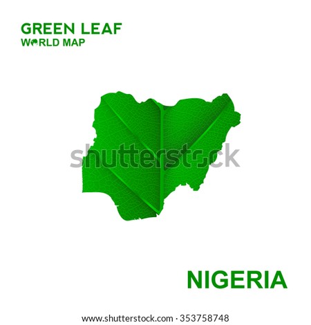 Map Of Nigeria,Nature green leaf, vector illustration