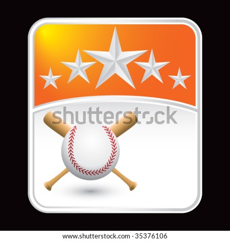 baseball and crossed bats on star background